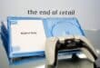 A PlayStation 5 controller and an open, empty retail game case containing a card that reads ''Digital Only'' is displayed on a screen in the background, in Athens, Greece, on July 14, 2026. Photo: AFP