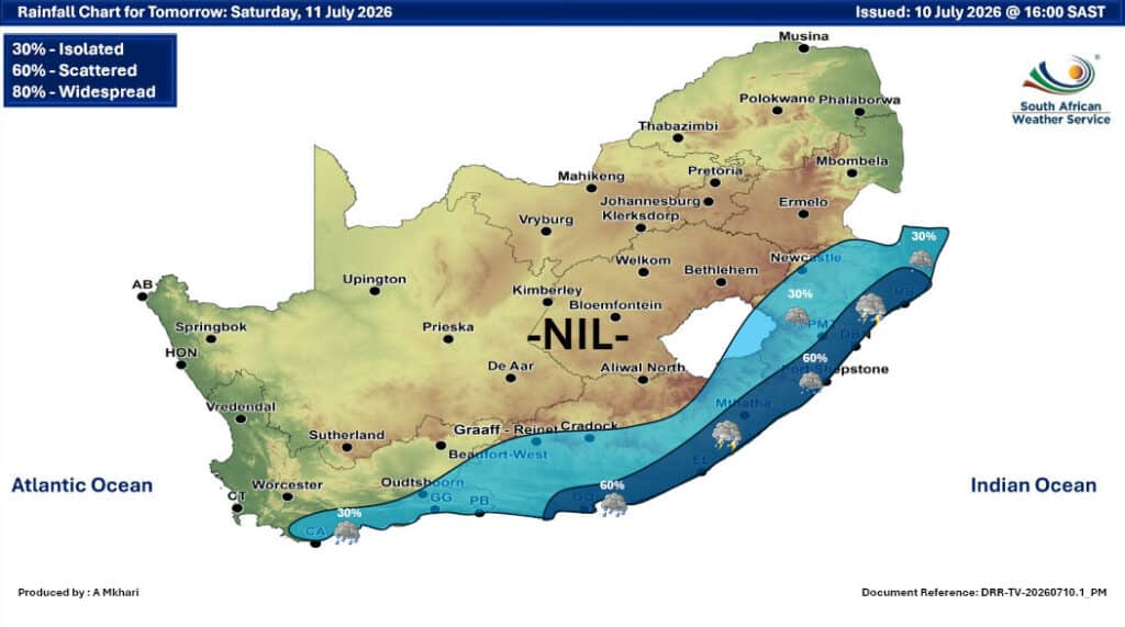 Rainfall chart. Photo: Saws