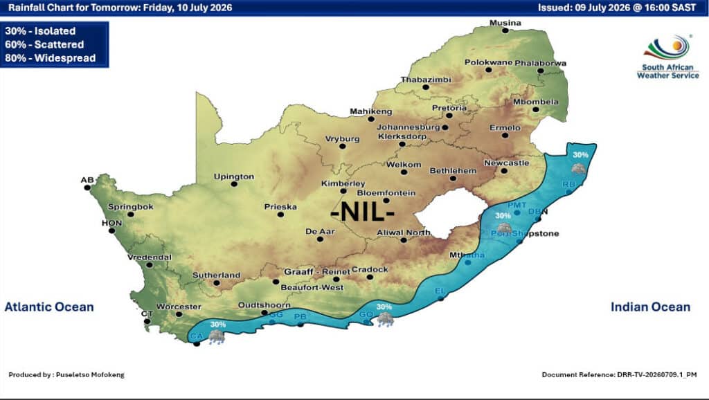 Rainfall chart. Photo: Saws