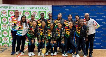 The Women’s Volleyball team secures its two-time championship title at the USSA Games. Photo: Supplied/UKZN