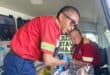 KZN Private Ambulance Paramedics Cohen Landers and Caitlyn Otto attending to the newborn baby. Photo Supplied