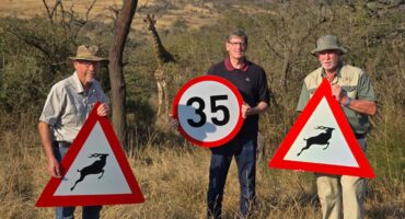 The Friends of Bisley Nature Reserve are clamping down on speedsters racing through the Bisley Nature Reserve, placing new signage including a reduced speed. From left: FoBNR chairperson Peter West, vice-chairperson Dave Boardman and committee member, Ron Hulley. Photo: Moeketsi Mamane
