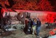 The overturned bus on the N1 near Musina after the crash. Photo: Supplied.