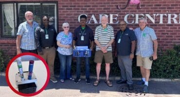 Caption 1: Pictured with visitors are (from second left): Professor Tom Walingo, Ms Ellen Abel, Mr Kwanele Dladla, Mr Bob Abel, and Mr Divesh Maharaj.