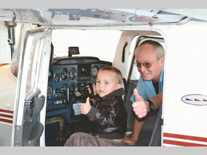 Future pilot Fernando Jansen van Vuuren sitting in the cockpit and looking the part too!