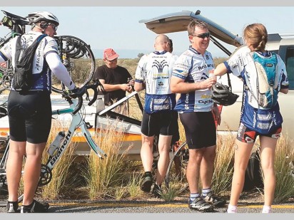 Cyclist a the starting point.