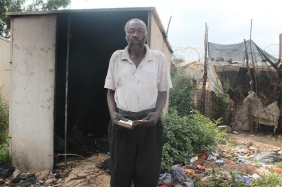 The shelter Aaron Molefe Moarti (62) calls home.