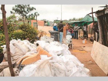 What is left of the material Clara Ntsepo uses for her non-profit organisation after the structure from which it operated was demolished in June 2012.
