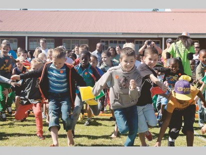 It was a race to collect as many Easter eggs as possible when over 800 children took to Monument Primary School's rugby field.