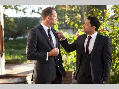 Louw Venter en Nico Panagio in 'n toneel uit hul jongste rolprent, Konfetti.