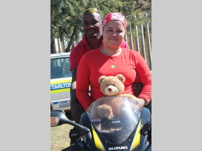 Carmen Herrendoerfer and Thapelo Masoba, members of the Steel Wing Biker group caused much excitement when they arrived at the launch.