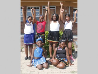 With a range of colourful oufits and culural diversity these pupils from Paardekraal Primary celebrated their heritage. Zanele Malapane and Boitumelo Mandla. Back from the left is Keabetswe Leohma, Ziphozonke Mathole, Yanaka Theledi and Samkele Mntambo>