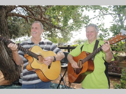 John Evans and Brian Gallagher from the 1079 Acoustic Club providing some entertainment to the people at the open day.