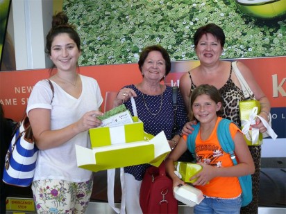 Suede Maritz, Margaret van Zyl, Bella Schroder and Hilary Schroder were so happy to receive such a 'lekker' surprise from DKNY.
