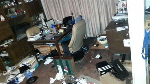 Robbers turned the study room upside down looking for valuables.