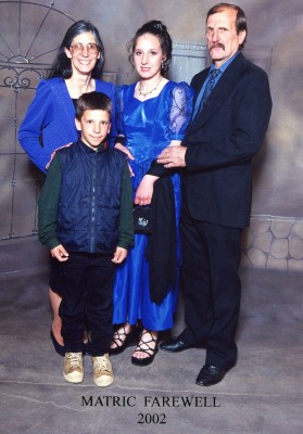 In happier times. Thomas Cope (right) at his daughter Chantelle’s matric farewell. With them is his wife Kathy and son Mikael.