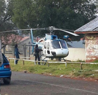 The police helicopter from where a suspect was shot in the limbs.