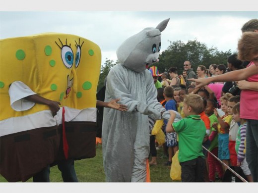 Sponge Bob Squarepants and the Easter bunny meet with egg-cited children from all over Krugersdorp.