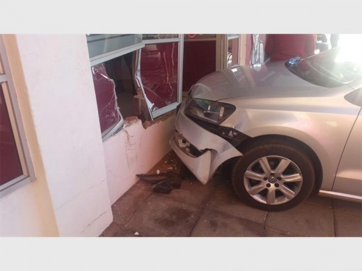 R150 000 worth of damage after a woman with two children crash through the shop's window.