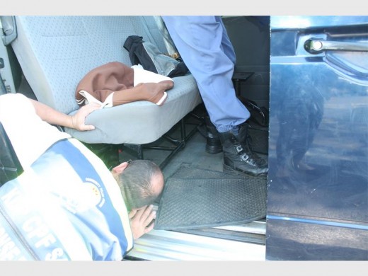 Every inch of the taxi was searched by the Krugersdorp police and members of the Sector 3 and 4 Community Policing Forum.