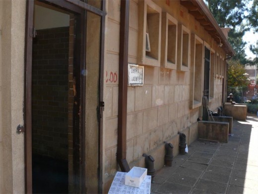 The dilapidated public toilet facility next to the Krugersdorp Library.