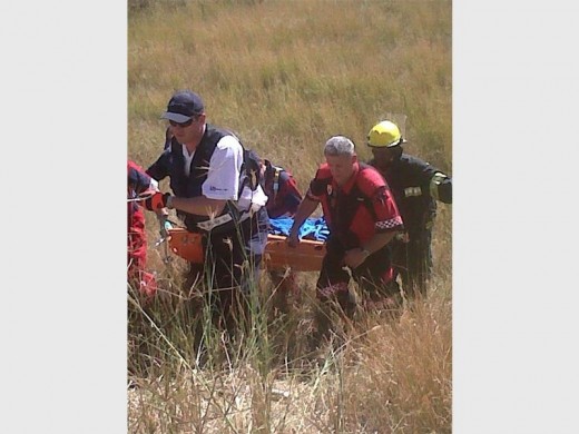 Emergency sercices assisting the injured following an accident on the N14.