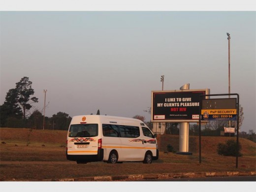 "I like to give my clients pleasure, not HIV" reads the message on the billboard on Voortrekker Road.