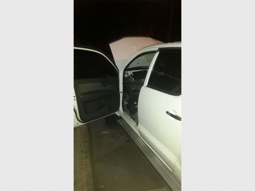 The stolen bakkie was abandoned outside the Anthos Centre by two armed suspects.