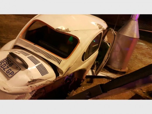 One of the three vehicles involved in an accident last night.