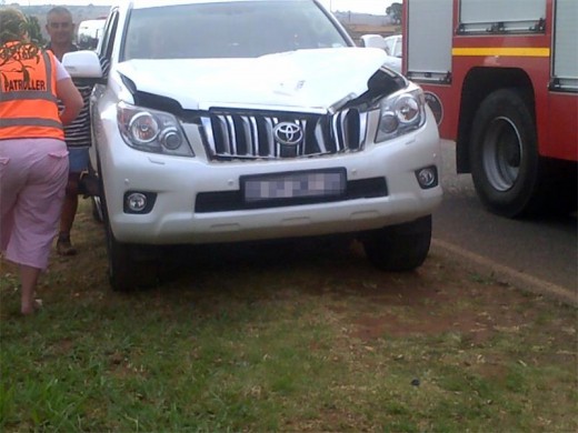 The Toyota Land Cruiser involved in the accident yesterday.