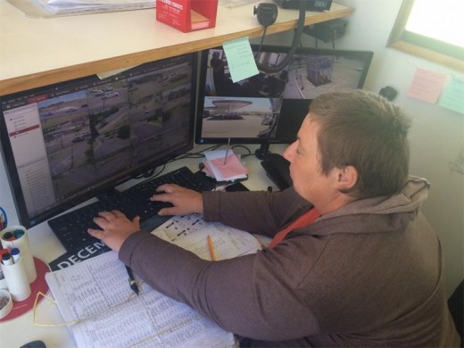 Dorwy officers monitor the cameras in the Sector 7 area.