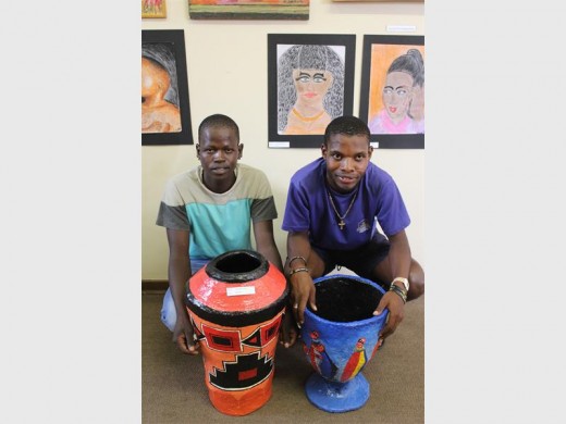 Refilwe Motlhasedi (right) and Ntomba Mashabela decorated these pots.