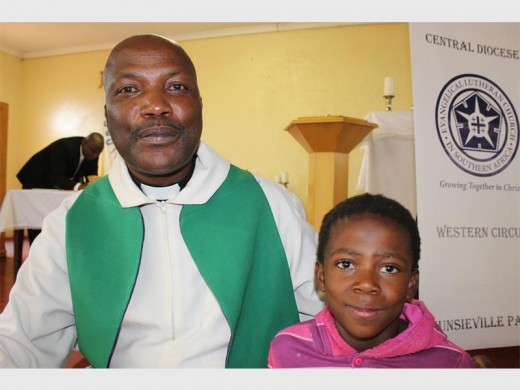 Pastor Timothy Chao with Tumi at the chuch service on Sunday 24 January.