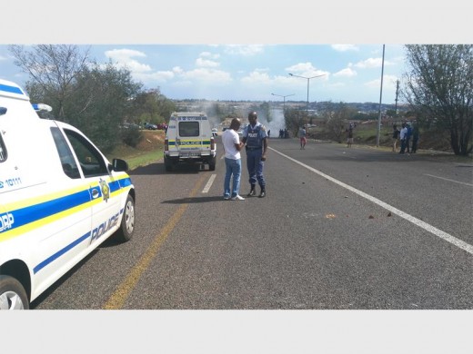 Police officers were at the scene, making sure no violent outbreaks take place.