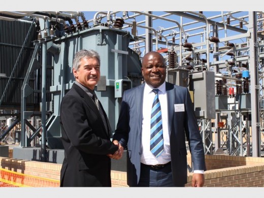 Mayor Koketso Calvin Seerane with Frikkie Erasmus at the opening of the renovated Condale Substation last year.