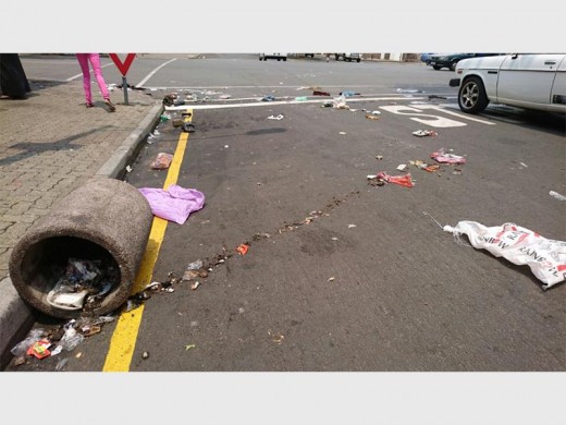 Dustbins were knocked over in town during last week's protest.
