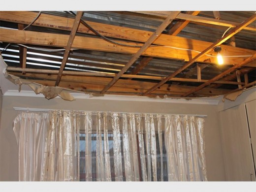 The damage to the inside of Sarah Phokela's bedroom.
