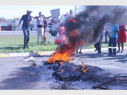 A typical scene at a protest; a burning tyre.
