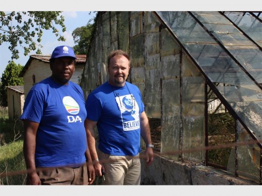 Oupa Morale, the DA ward branch chairperson, and Michael at the old nursery.