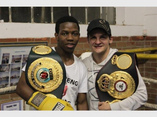 Lebogang Moilwa, better known as Mighty Moilwa, with another local boxing legend, Hekkie Budler.