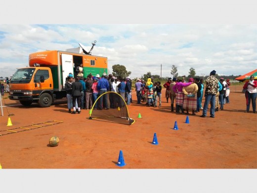 A Mogale Ciity Home Affairs van pulled up to the soccer field at Matshelapad informal settlement to assist residents with applying for IDs.