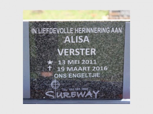 Little four-year-old Alisa's tombstone.