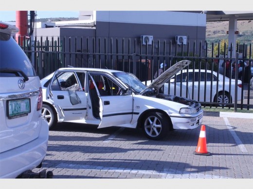 Wreck vehicle of the suspects after a fight broke out between them and the center's security.