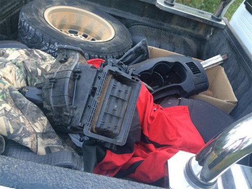 Parts of the dash found on the back of the recovered stolen bakkie.
