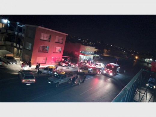 Various emergency services and the police on the scene of the recent crash in Commissioner Street. Photo supplied.