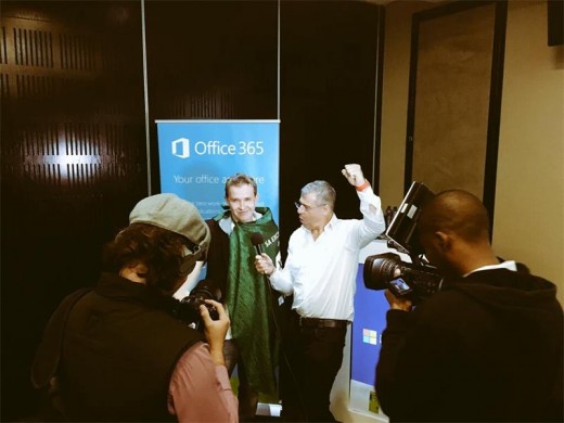 Corne van Heerden addressing the press following his victory.