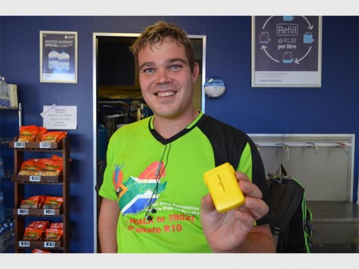 Paul and his only travelling companion, a tracking device.