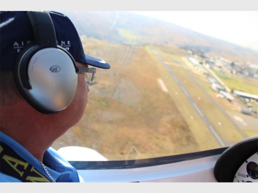 Dieter approaching the Jack Taylor Airfield landing strip.