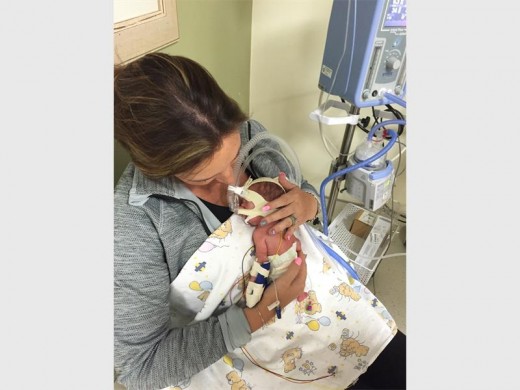 Baby Giselle with her mother.
