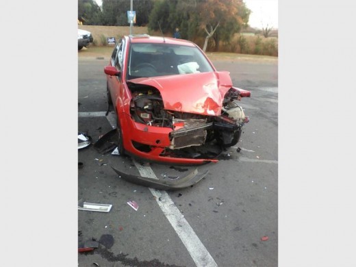 One of the three cars involved in a three-way crash in Krugersdorp. Photo: Quick Response Service